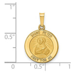 Load image into Gallery viewer, 14K Yellow Gold Polished and Satin St. Peter Medal Pendant 16mm width
