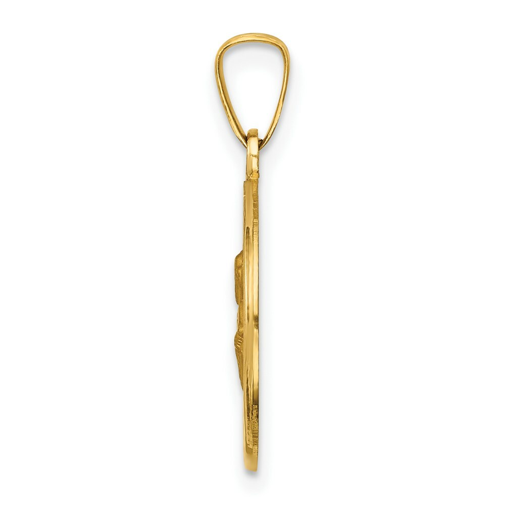 14K Yellow Gold Polished and Satin St. Peter Medal Pendant 16mm width