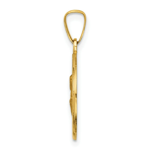 14K Yellow Gold Polished and Satin St. Peter Medal Pendant 16mm width