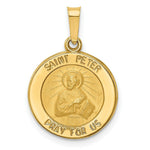 Load image into Gallery viewer, 14K Yellow Gold Polished and Satin St. Peter Medal Pendant 16mm width

