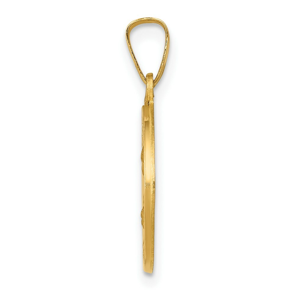 14K Yellow Gold Polished and Satin St. Theresa Medal Pendant 15mm width