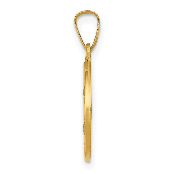14K Yellow Gold Polished and Satin St. Theresa Medal Pendant 15mm width