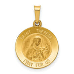 Load image into Gallery viewer, 14K Yellow Gold Polished and Satin St. Theresa Medal Pendant 15mm width
