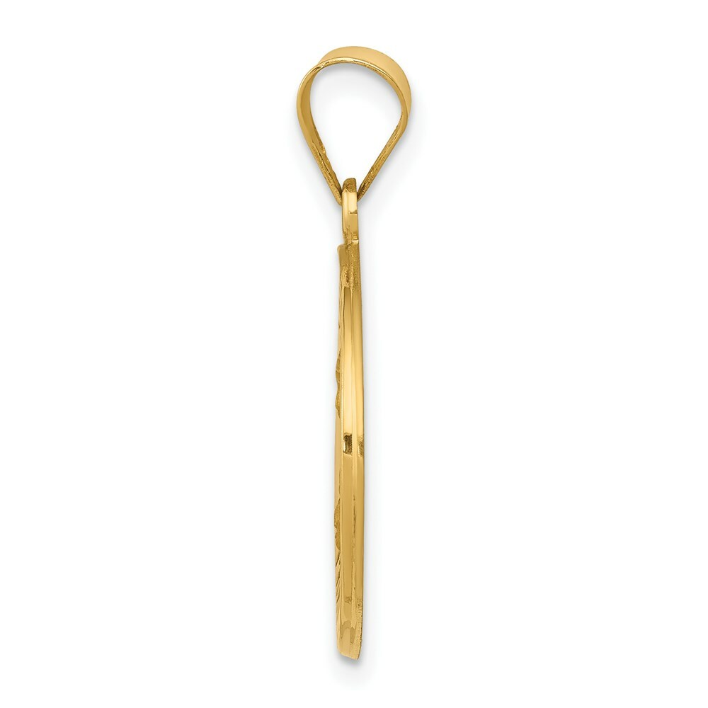 14K Yellow Gold Polished and Satin St. Theresa Medal Pendant 19mm width