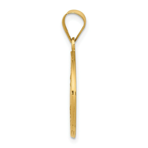 14K Yellow Gold Polished and Satin St. Theresa Medal Pendant 19mm width