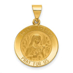 Load image into Gallery viewer, 14K Yellow Gold Polished and Satin St. Theresa Medal Pendant 19mm width
