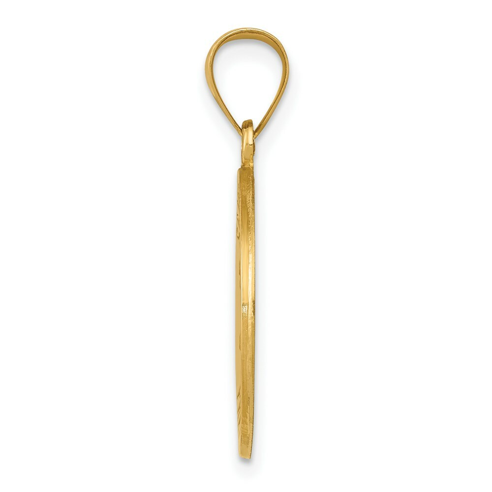 14K Yellow Gold Polished and Satin St. Thomas Medal Pendant 20mm width