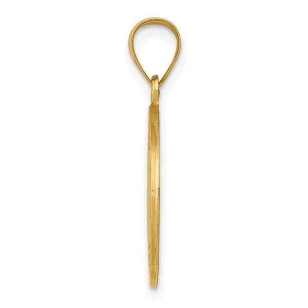 14K Yellow Gold Polished and Satin St. Thomas Medal Pendant 20mm width