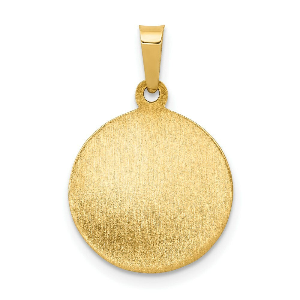14K Yellow Gold Polished and Satin First Holy Communion Medal Pendant 15mm width