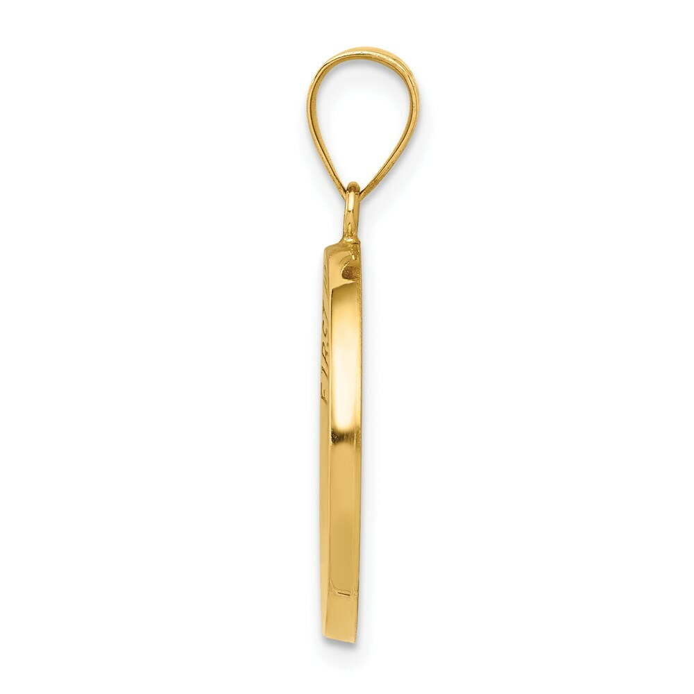 14K Yellow Gold Polished and Satin First Holy Communion Medal Pendant 18mm width