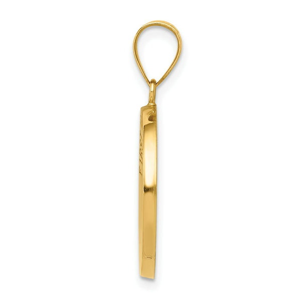 14K Yellow Gold Polished and Satin First Holy Communion Medal Pendant 18mm width