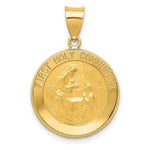 Load image into Gallery viewer, 14K Yellow Gold Polished and Satin First Holy Communion Medal Pendant 18mm width
