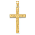 Load image into Gallery viewer, 14K Yellow Gold Floral Cross Pendant 37mm length

