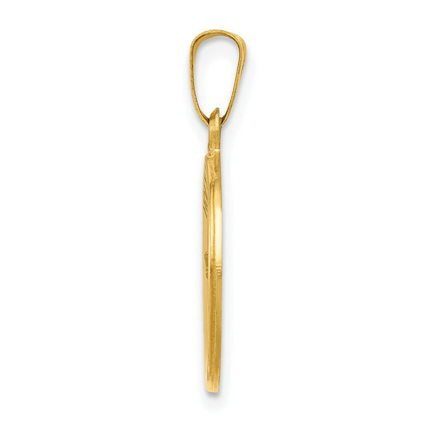 14K Yellow Gold Polished and Satin Holy Communion Medal Pendant 15mm width
