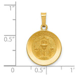 Load image into Gallery viewer, 14K Yellow Gold Polished and Satin Holy Communion Medal Pendant 15mm width

