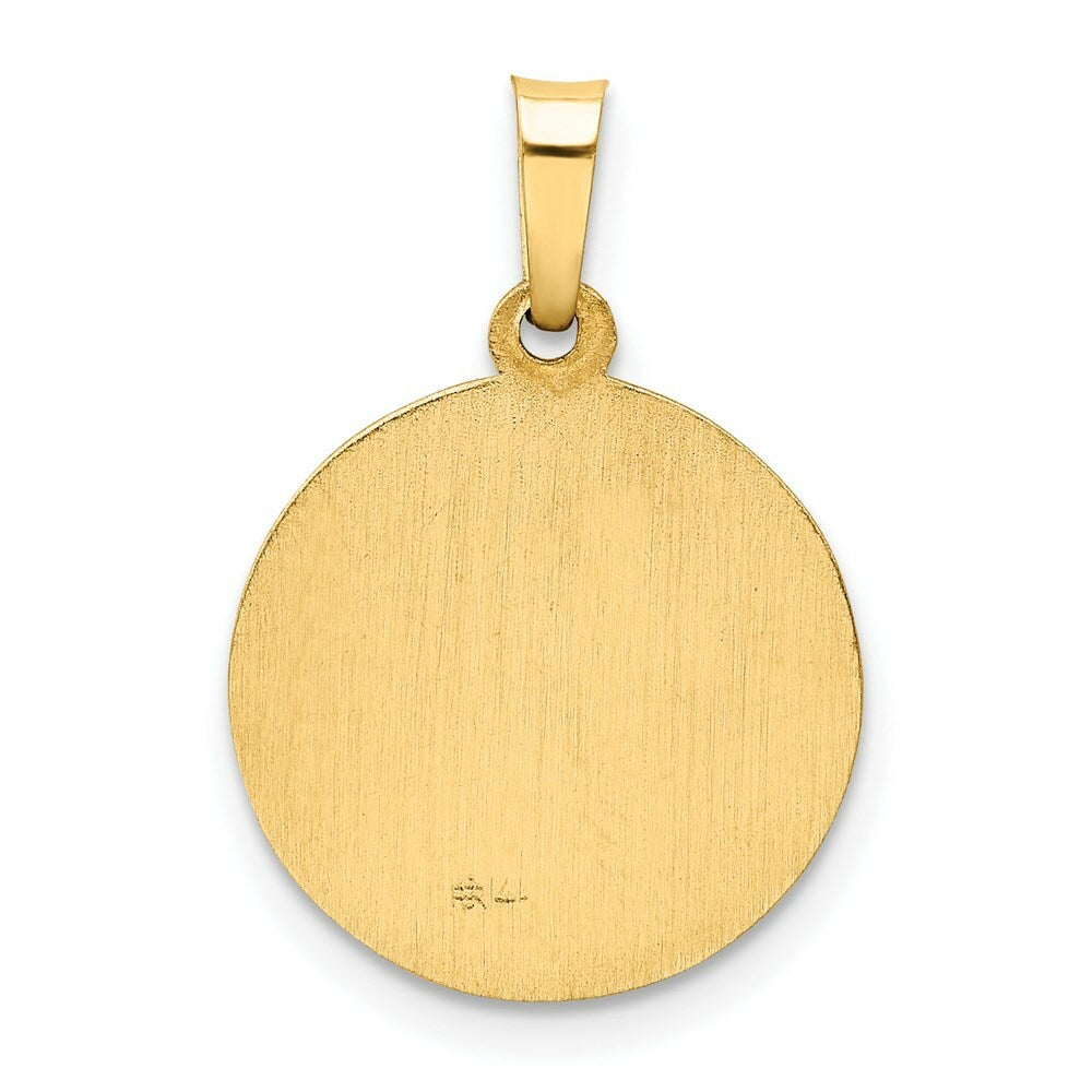 14K Yellow Gold Polished and Satin Holy Communion Medal Pendant 15mm width