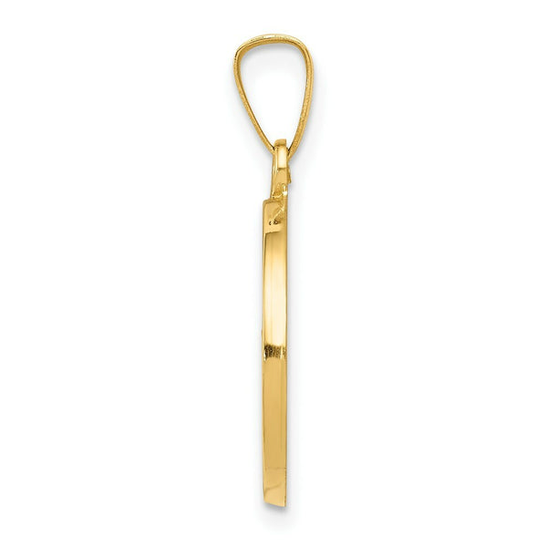 14K Yellow Gold Polished and Satin Confirmation Medal Pendant 15mm width