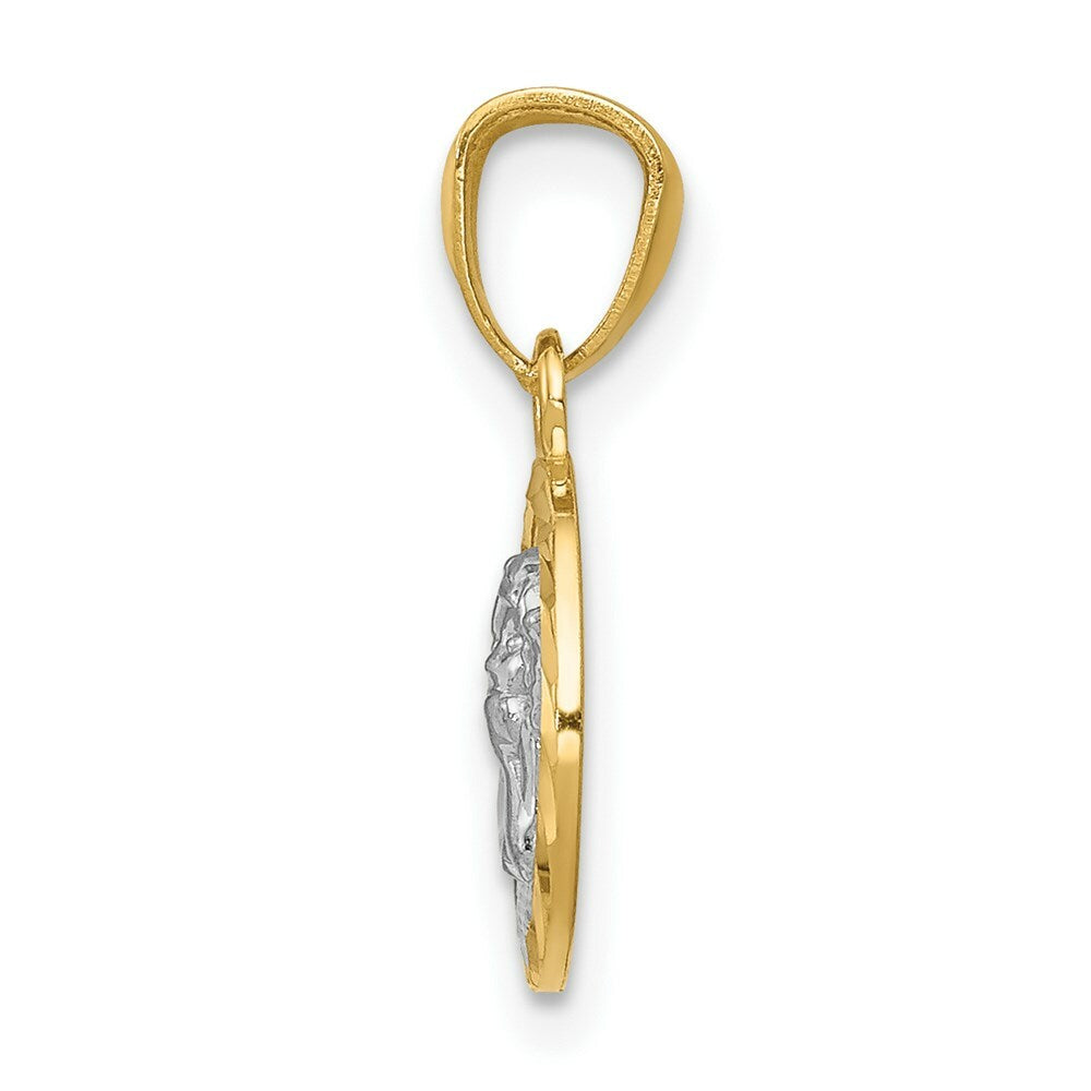 14K Yellow Gold Yellow Gold Rhodium Plated Cherub Pendant