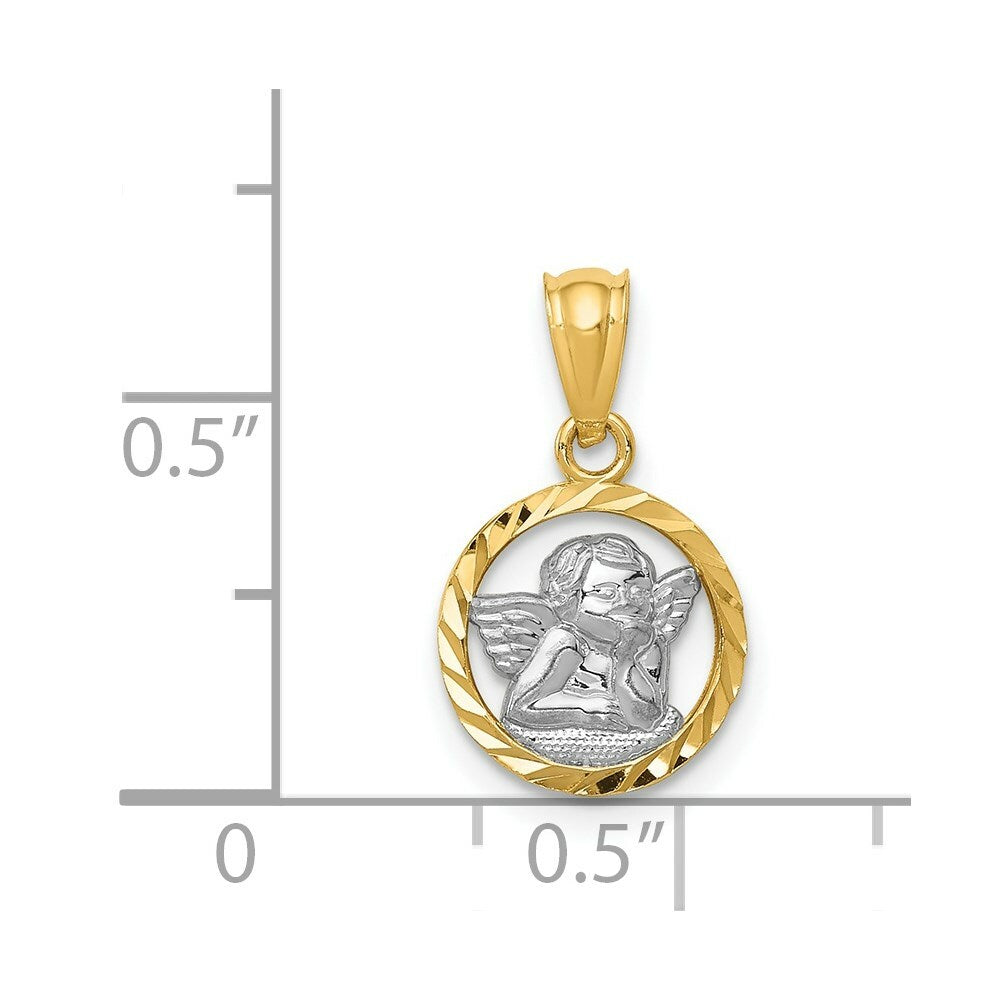 14K Yellow Gold Yellow Gold Rhodium Plated Cherub Pendant