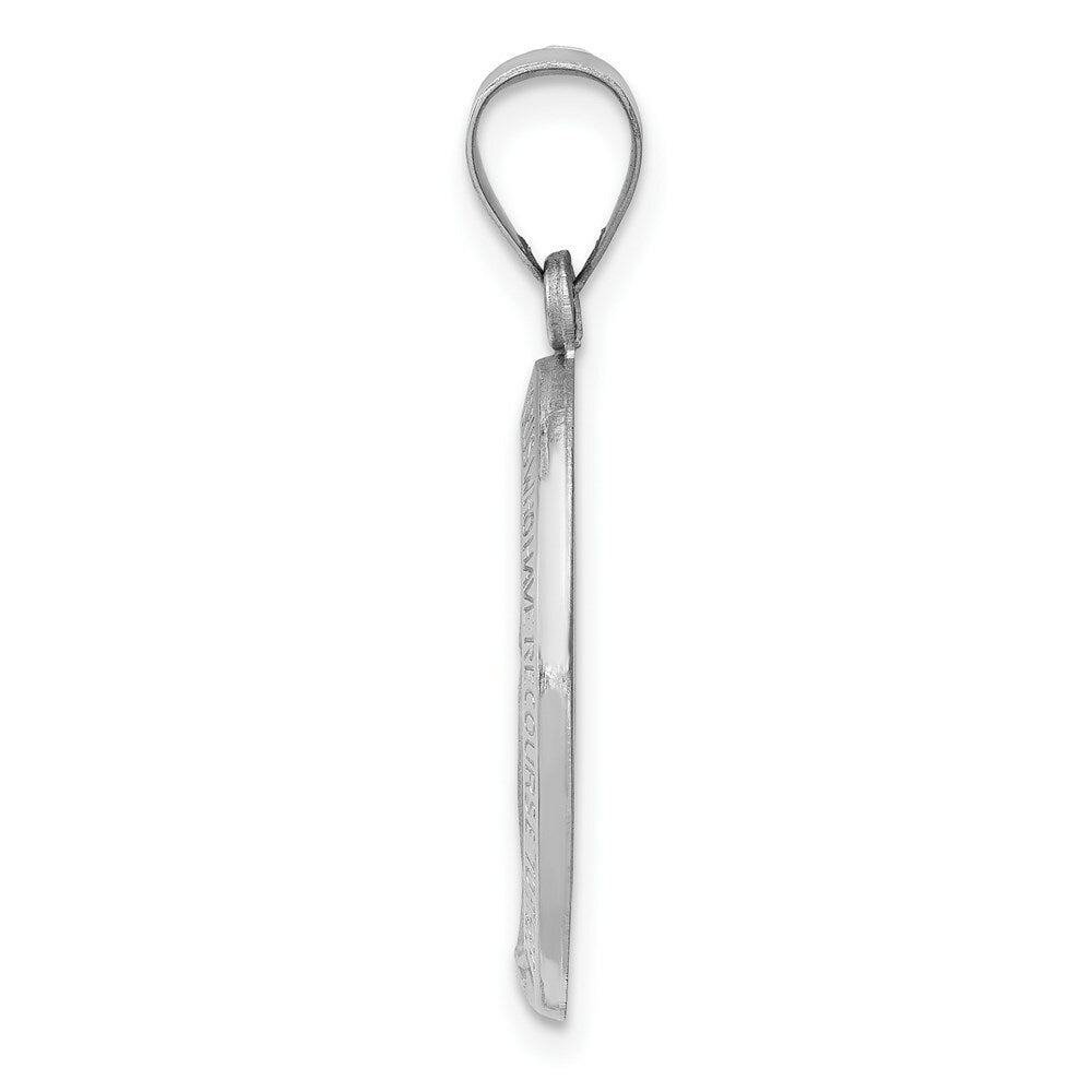 14K White Gold Polished and Satin Miraculous Medal Pendant 13mm width