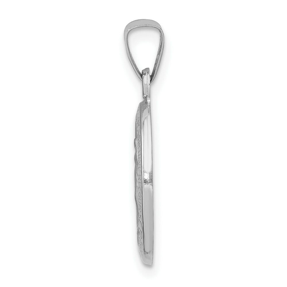 14K White Gold Polished and Satin Miraculous Medal Pendant 11mm width