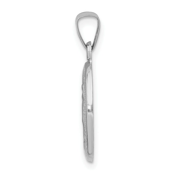 14K White Gold Polished and Satin Miraculous Medal Pendant 11mm width