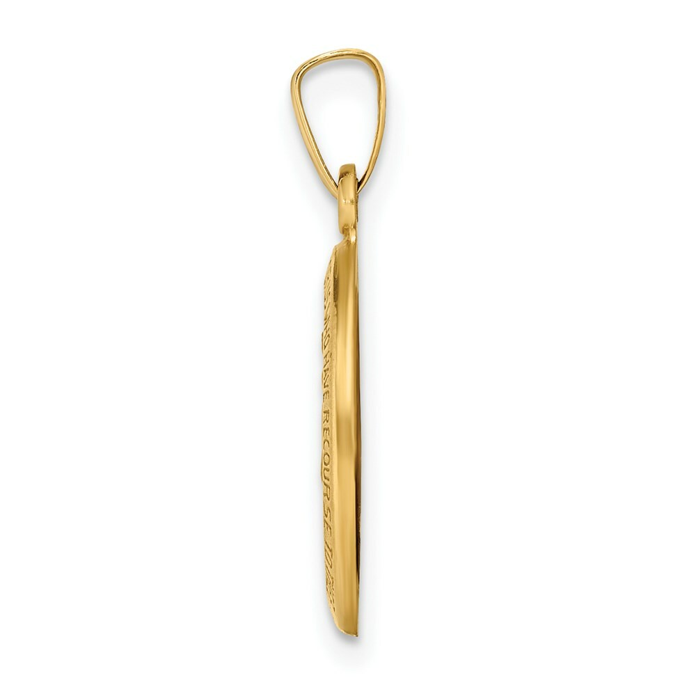 14K Yellow Gold Polished and Satin Miraculous Medal Pendant 11mm width