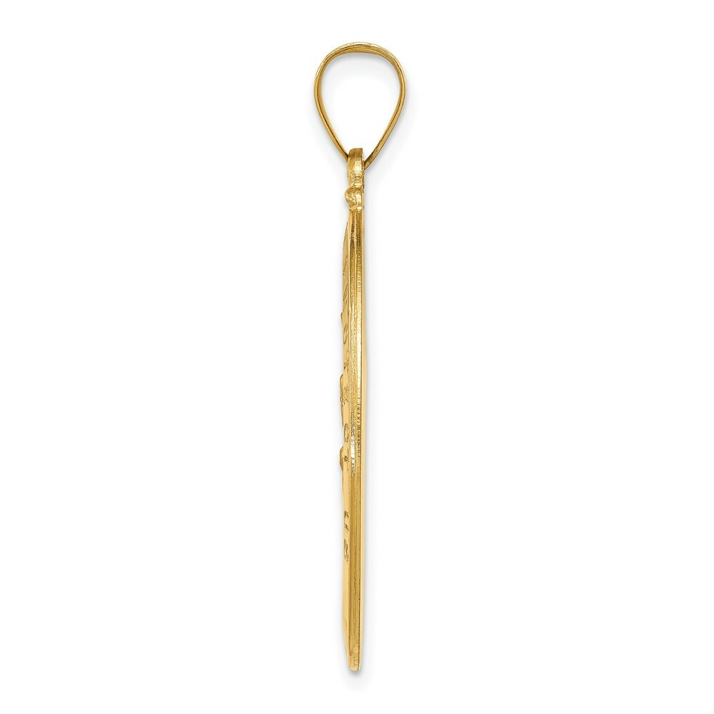 14K Yellow Gold Polished and Satin St. Christopher Medal Pendant 18mm width