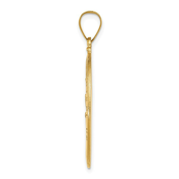 14K Yellow Gold Polished and Satin St. Christopher Medal Pendant 18mm width