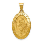 Load image into Gallery viewer, 14K Yellow Gold Polished and Satin St. Christopher Medal Pendant 18mm width
