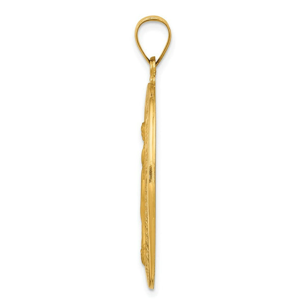 14K Yellow Gold Polished and Satin Miraculous Medal Pendant 20mm width