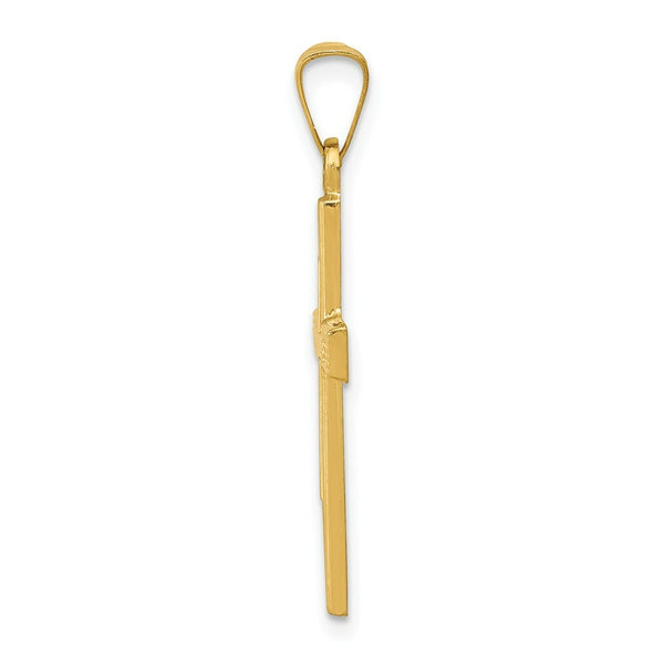 14K Yellow Gold Brushed and Polished Latin Cross Pendant