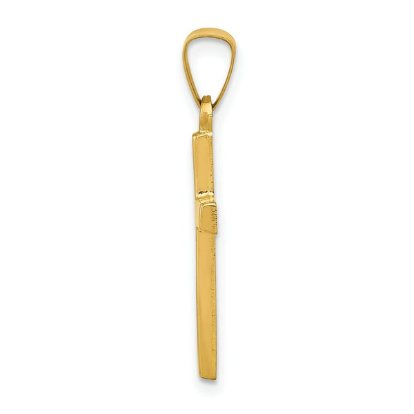 14K Yellow Gold Polished Latin Cross Pendant 24mm length