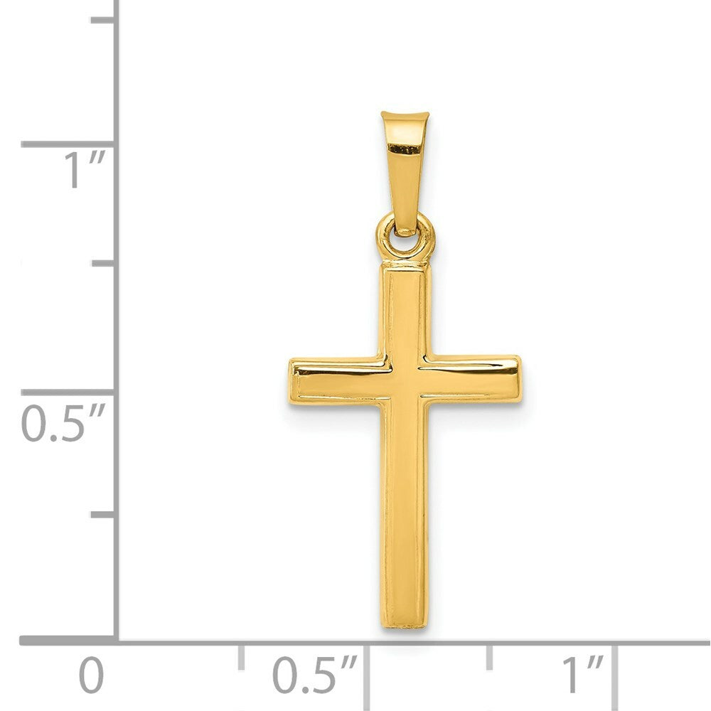 14K Yellow Gold Polished Latin Cross Pendant 24mm length