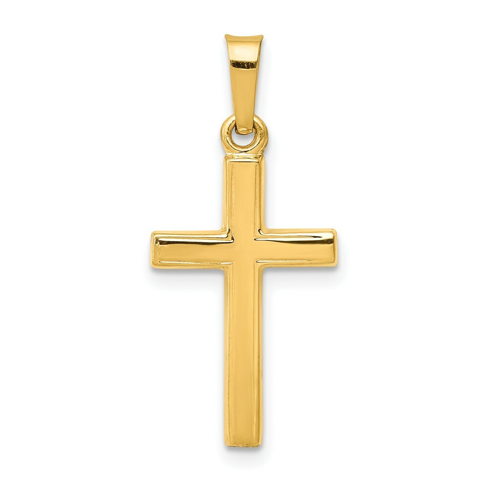 14K Yellow Gold Polished Latin Cross Pendant 24mm length