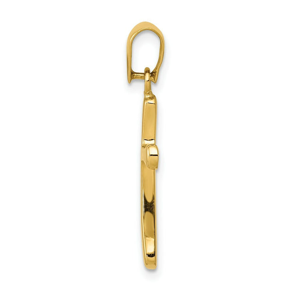 14K Yellow Gold Polished Cross Pendant 25mm length