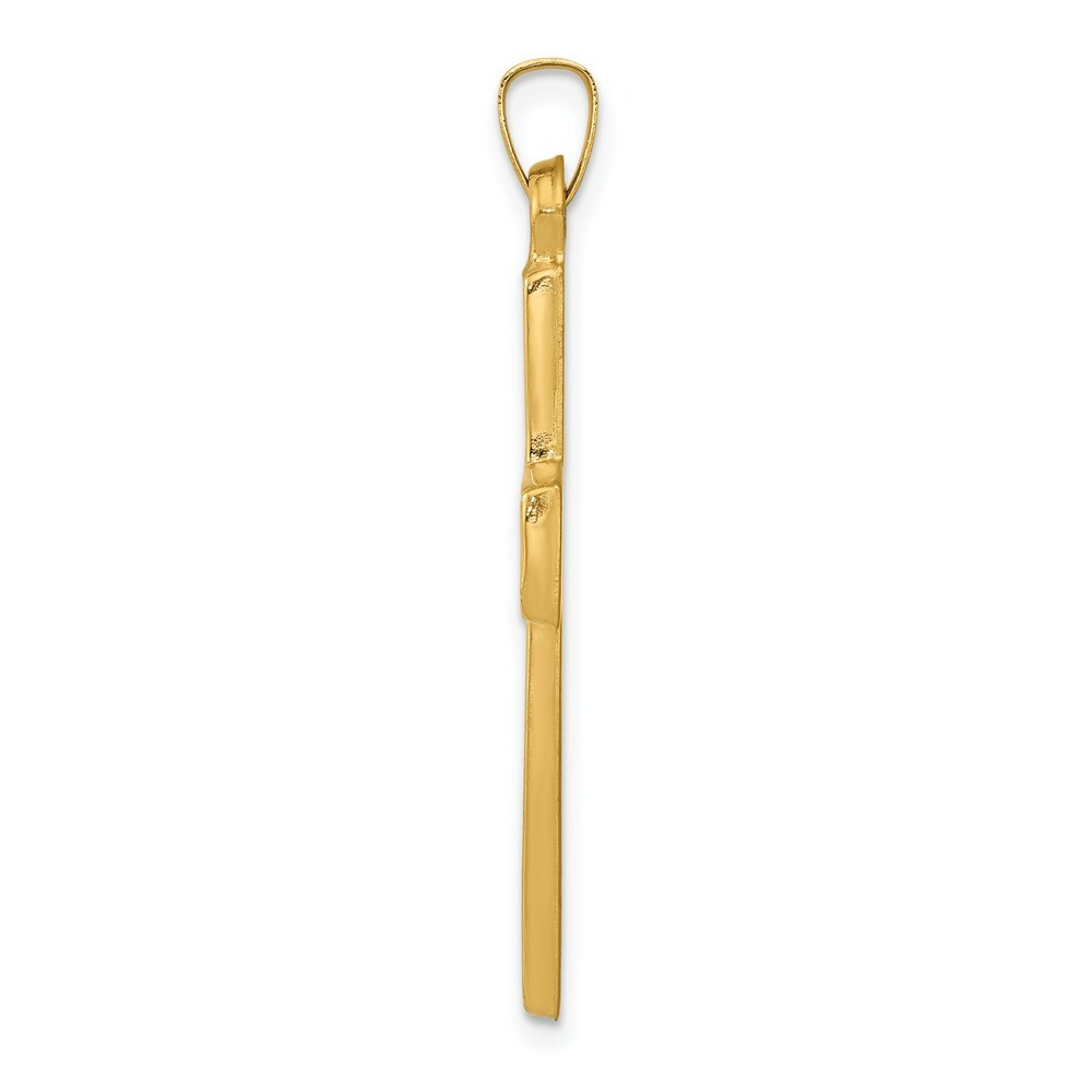 14K Yellow Gold Polished Filigree Cross Pendant