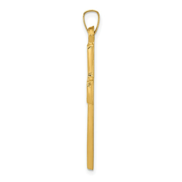 14K Yellow Gold Polished Filigree Cross Pendant