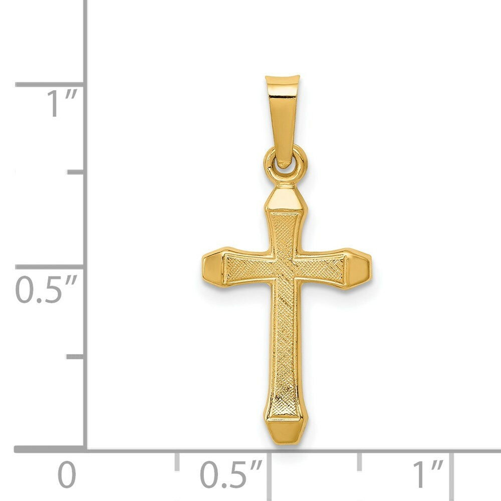 14K Yellow Gold Textured and Polished Latin Cross Pendant