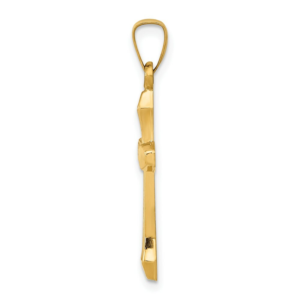 14K Yellow Gold Textured and Polished Latin Cross Pendant