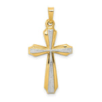 Load image into Gallery viewer, 14K Yellow Gold with Rhodium Textured and Polished Passion Cross Pendant
