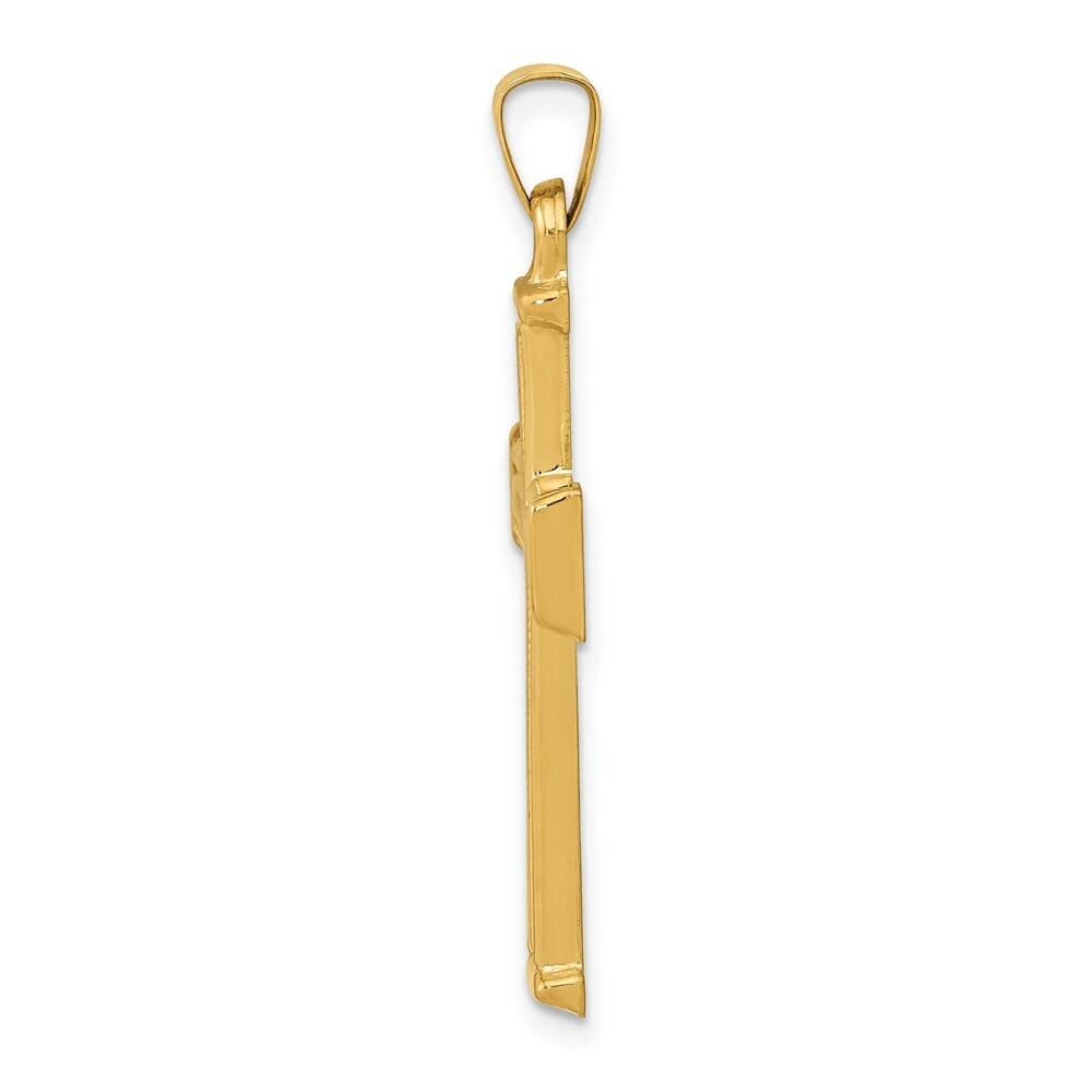 14K Yellow Gold Brushed and Polished Latin Cross Pendant 33mm length