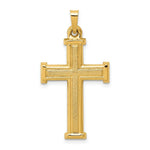 Load image into Gallery viewer, 14K Yellow Gold Brushed and Polished Latin Cross Pendant 33mm length
