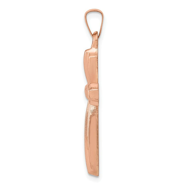 14K Rose Gold Textured, Brushed and Polished Passion Cross Pendant