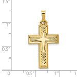 Load image into Gallery viewer, 14K Yellow Gold Brushed and Polished Latin Cross Pendant 29mm length
