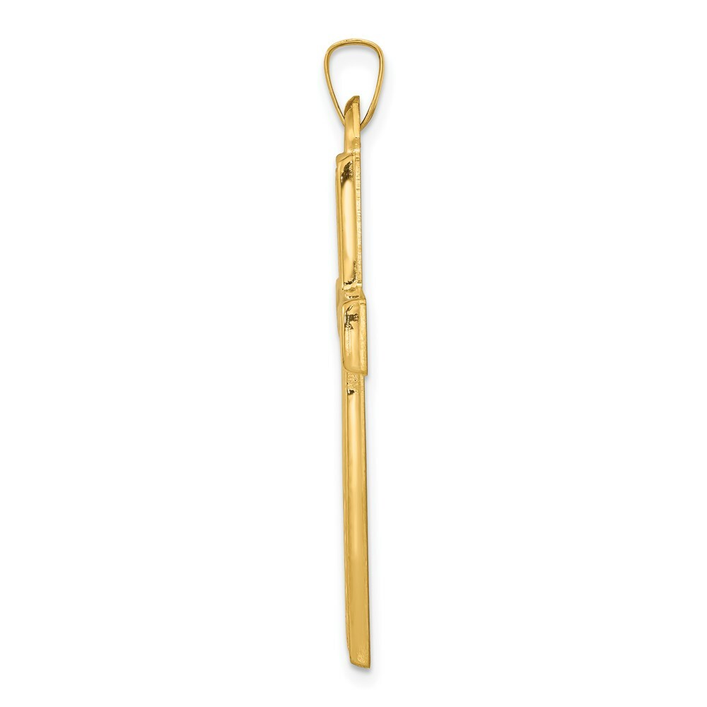 14K Yellow Gold Brushed and Polished Latin Cross Pendant 23.5mm length