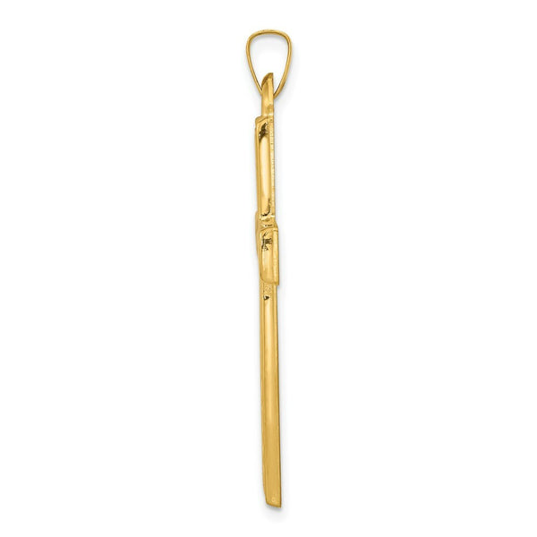 14K Yellow Gold Brushed and Polished Latin Cross Pendant 23.5mm length