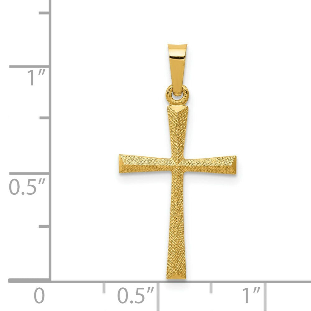 14K Yellow Gold Textured and Polished Latin Cross Pendant