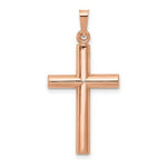 Load image into Gallery viewer, 14K Rose Gold Brushed and Polished Hollow Cross Pendant
