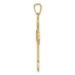 Load image into Gallery viewer, 14K Yellow Gold Textured and Polished Fleur de lis Cross Pendant
